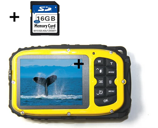 Новая 16 МП цифровая камера с 10 м водонепроницаемый+ 8X цифровой зум+ 2,7 дюймовый экран - Цвет: yellow with 16GB