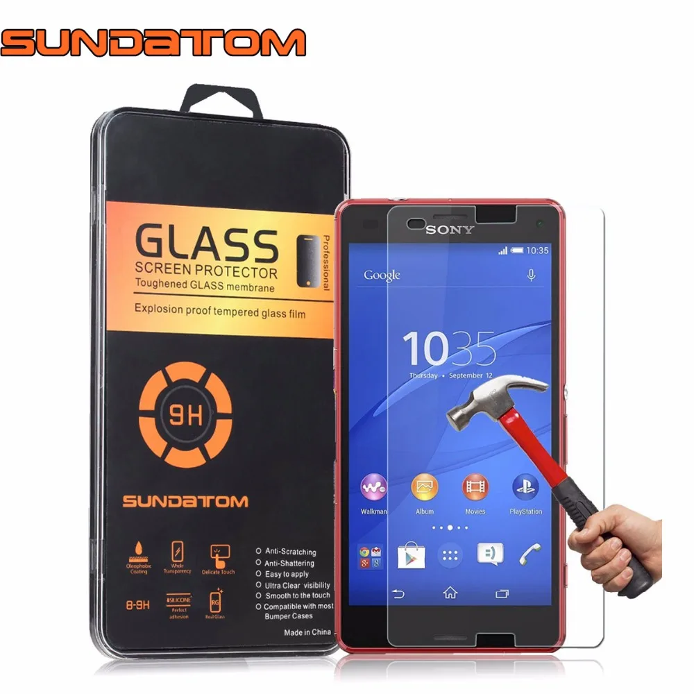 SUNDATOM Z3 Compact Tempered Glass Screen Protector For Sony Xperia Z3mini Z3C Z3 mini M55W 2.5D Glass Protective Film