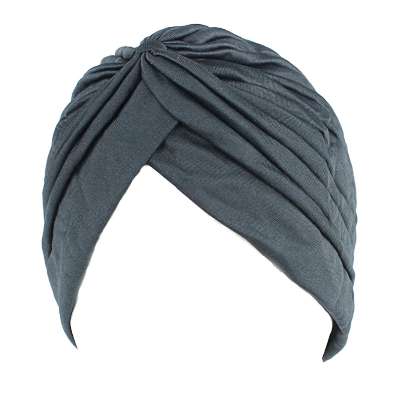 Мужские Женские эластичные тюрбан повязка на голову бандана для химиотерапии хиджаб плиссированные индийские шапки