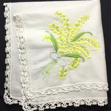 Набор из 12 свадебных носовых платков белые хлопчатобумажные носовые платки с кружевной окантовкой и цветной вышивкой носовой платок с цветочным узором для невесты подарки 12х12-дюймовый