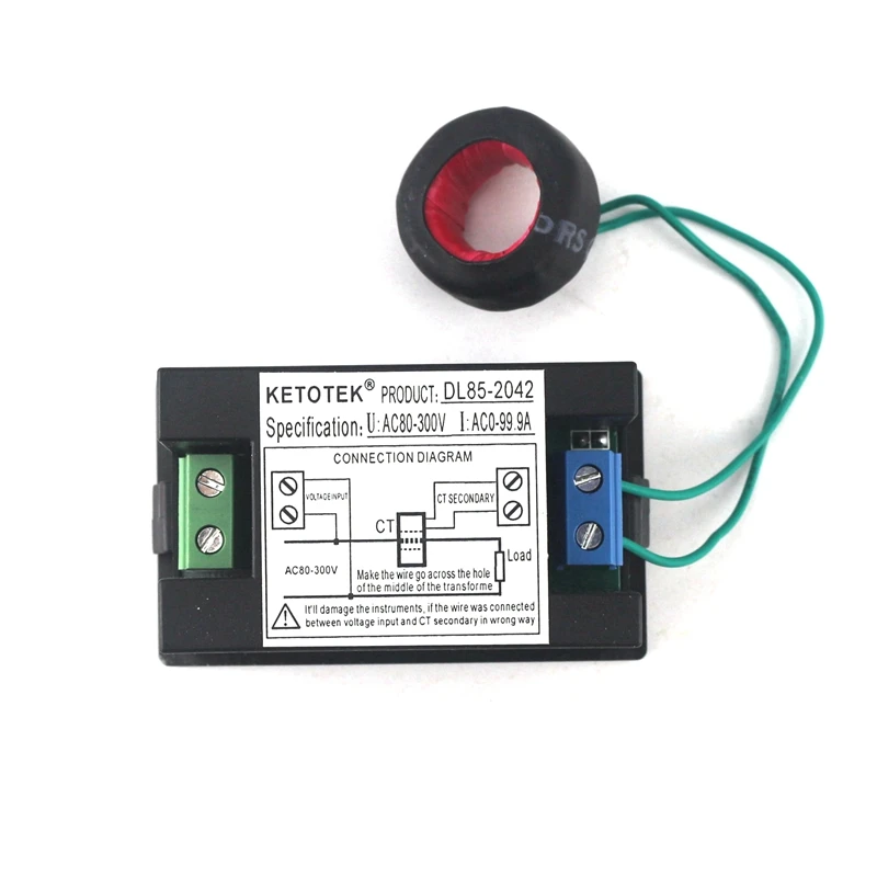 Цифровой светодиодный вольтметр Амперметр переменного тока 80-300 В переменного тока 0-100A с красным и зеленым дисплеем