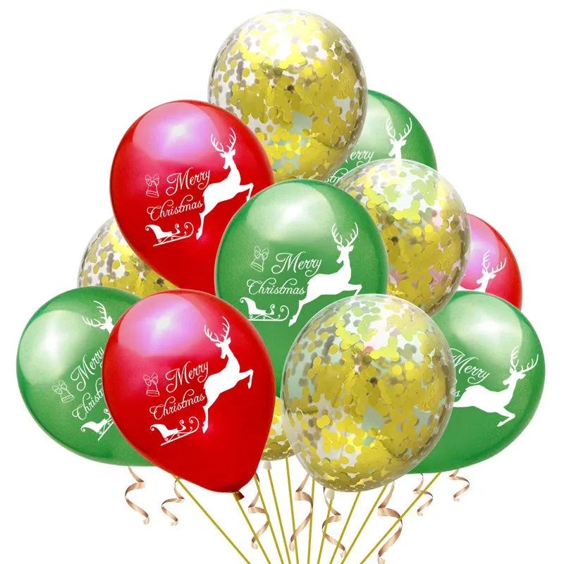 

12 inch latex balloon elk merry Christmas paper chip balloon set