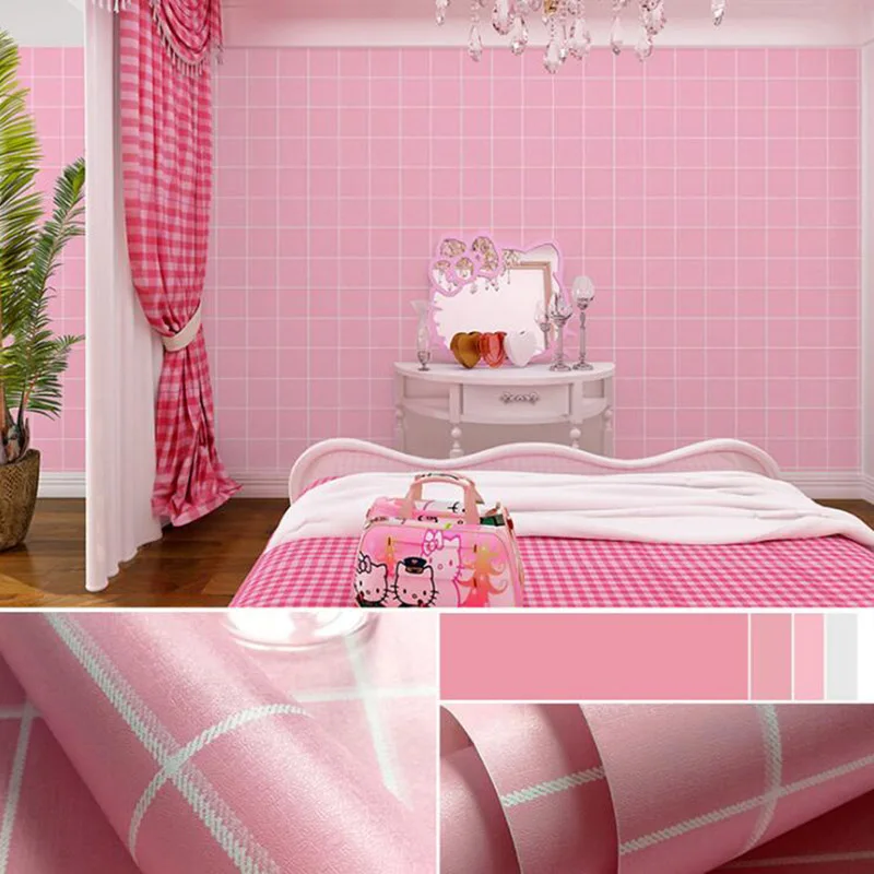 

Thickening PVC kindergarten girl pink wallpaper hostel ins decorative wallpaper sticker self adhesive background wall