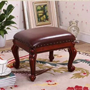 Европейский дом твердой древесины диван кожаный табурет журнальный столик Пуф Пуфик табурет Dotomy мебель для спальни - Цвет: color 8