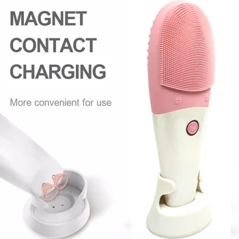 

2 in 1 Electric Heating Silicone Face Cleansing Washing Brush Eye Makeup Remover Sonic Vibration Skin Lifting Beauty Massager