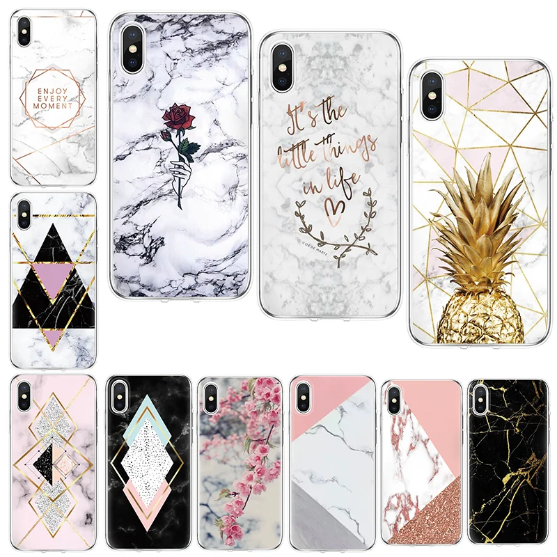 

Marble Geometry Pattern Covers For iPhone 11 Pro MAX 2019 8 7 6 6S Plus 5 5S 5C Soft Silicone Cover For iPhone X XS Max XR Cases