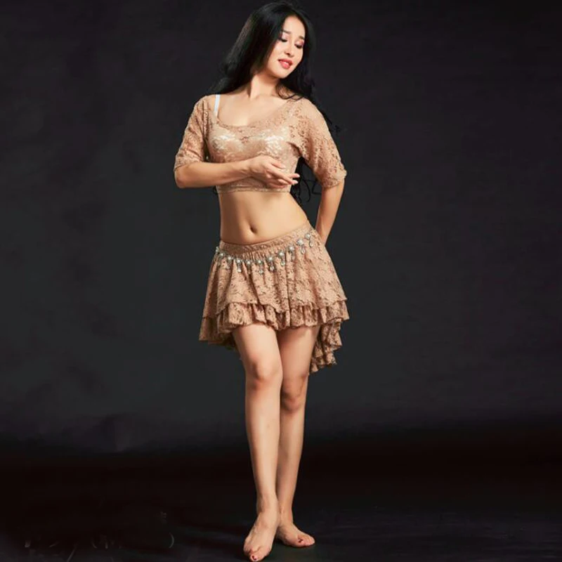 

New Spandex-Lace Set Dress for Belly Dance Sexy Oriental Dancing Costumes Suit for Stage Performance Dancewear