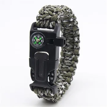 

Outdoor Emergency Paracord Survival Bracelet Without Flint Outdoor Scraper Whistle jungle camo parachute rescue cord for Men