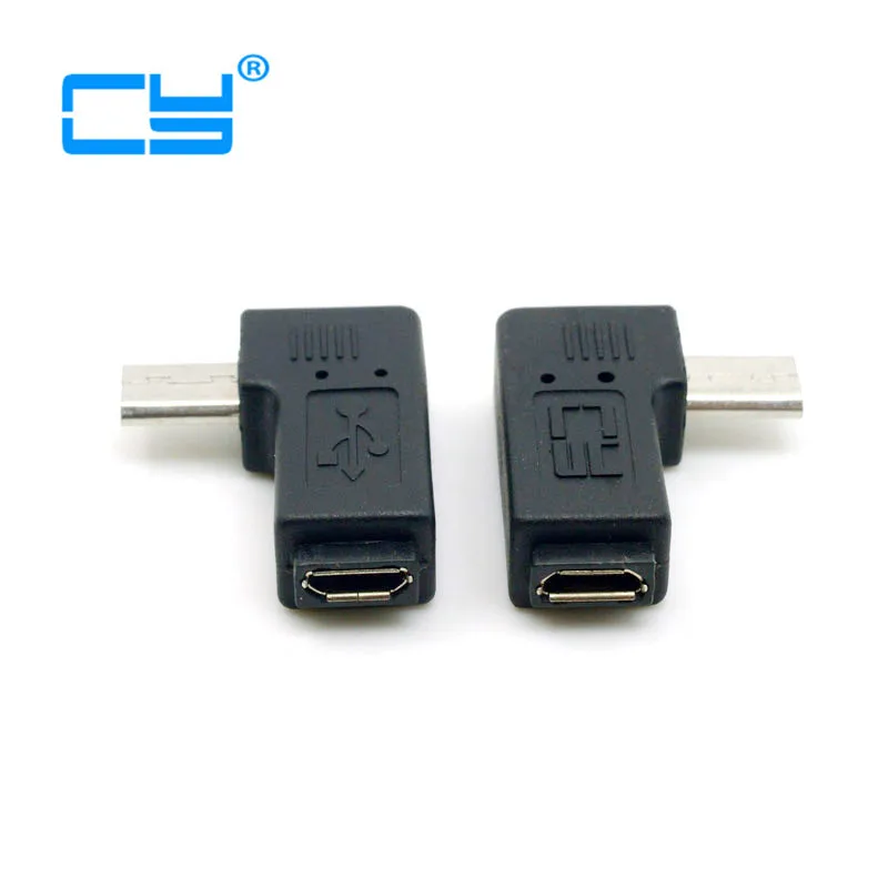 9 мм Длинный разъем 90 градусов слева и справа под углом Micro USB 5Pin мужчина к Micro USB Женский Расширение адаптер 100 шт./лот