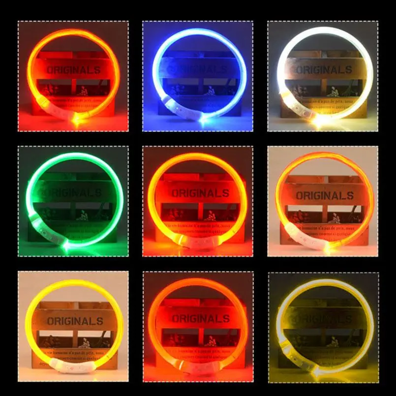 

LED Dog Collar USB Rechargeable Glowing Collars Light Collar Safety Visibility Night 3 Flashing Modes for Small Medium Large Dog