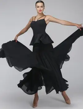 

Adult Ballroom Dance Dresses Lady's Black Blue Red Tango Waltz Dancing Skirt Women Ballroom Dance Competition Dress sleeveless
