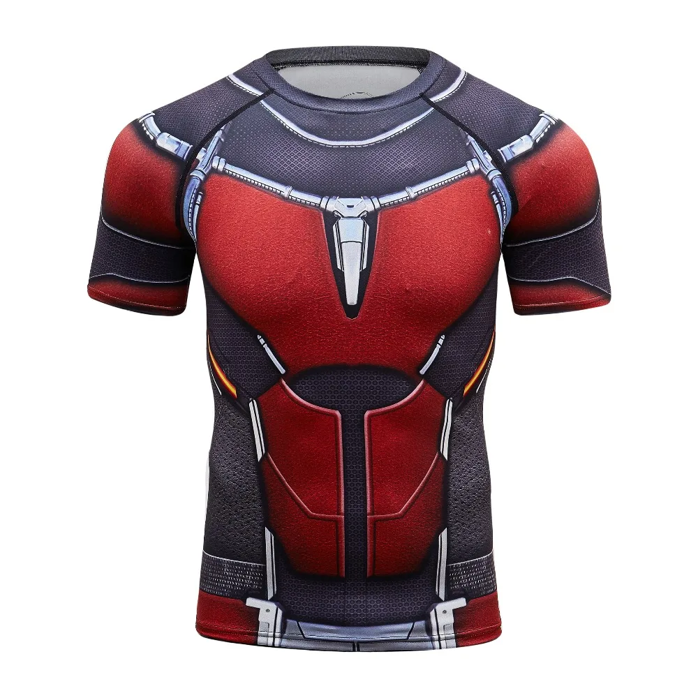 

Brand Compression Shirts 2018 Avengers Captain America Civil War Ant-Man Rashguard 3D Short Sleeve T Shirt Men's Fitness Tight