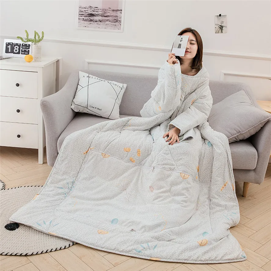 

New Winter Warm Blanket With Sleeves 120x150cm 1PC Winter Lazy Quilt Warm Thickened Washed Quilt Blanket Best Gift 30