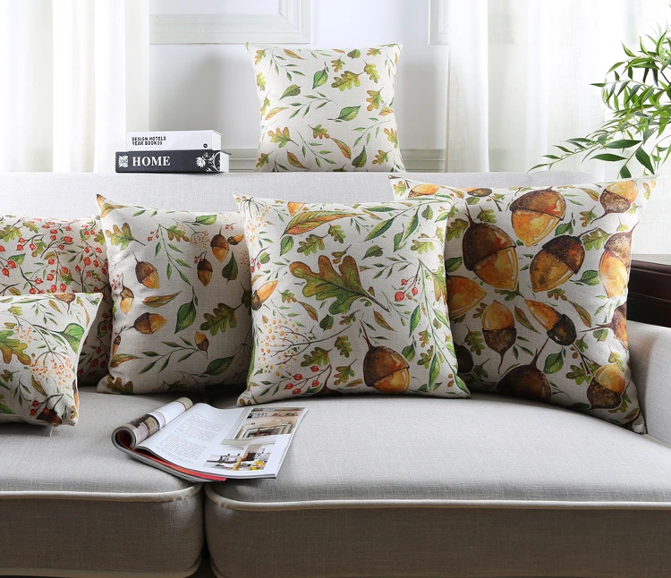 Cone Cushion Cover Red Fruit Pillow Case Thick Linen Cotton Pillow Covers Baby Bedroom Sofa Decoration