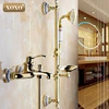Conjunto de ducha de baño montado en la pared de latón dorado ducha de baño de bolsillo grifo con la barra de la cabeza de ducha de jabón Dis 50047GT-1 ► Foto 2/5