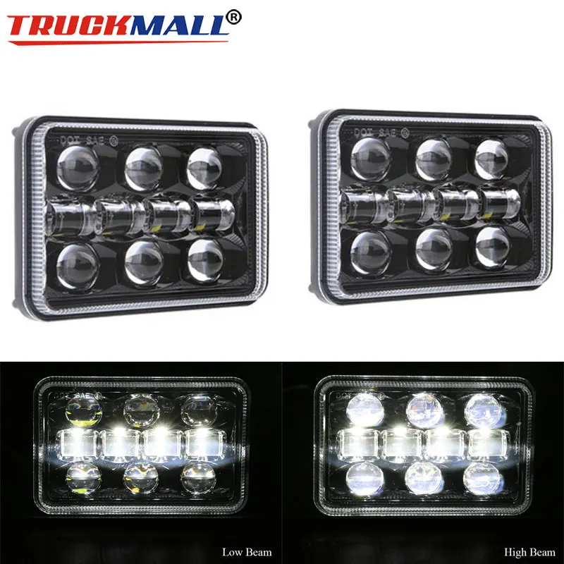 Комплект из 2 предметов 4x6 водить грузовик 12V 24V Светодиодные фары с Hi/короче