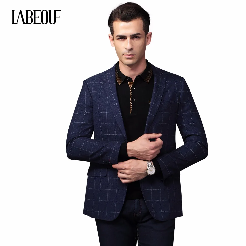 Plaid Casual Suit Jacket Men Blazer Labeouf Men Suit Jacket Spring Slim