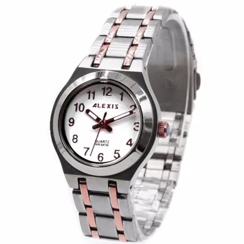 

Alexis Female Analog Quartz Round Wrist Watch Japan Miyota Movement Matt Silver Stainless Steel Band White Dial Water Resistant