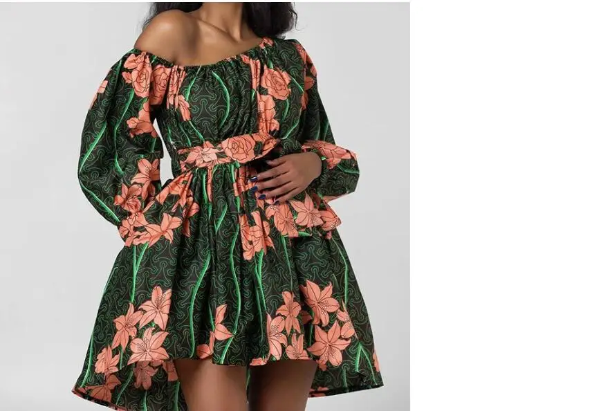 Горячая Распродажа, сексуальные африканские платья для женщин, одежда с принтом в африканском стиле, платье на одно плечо, женское Бандажное платье в африканском стиле, платье до колен