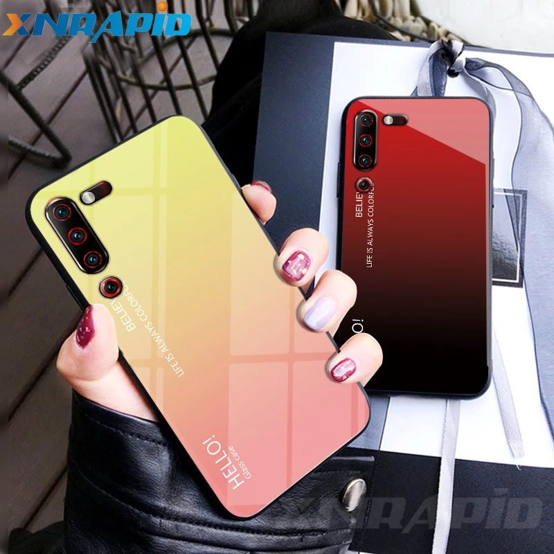 

For Lenovo Z6 pro Case Gradient Tempered Glass Soft Silicone Bumper Case Cover For Lenovo Z6Pro