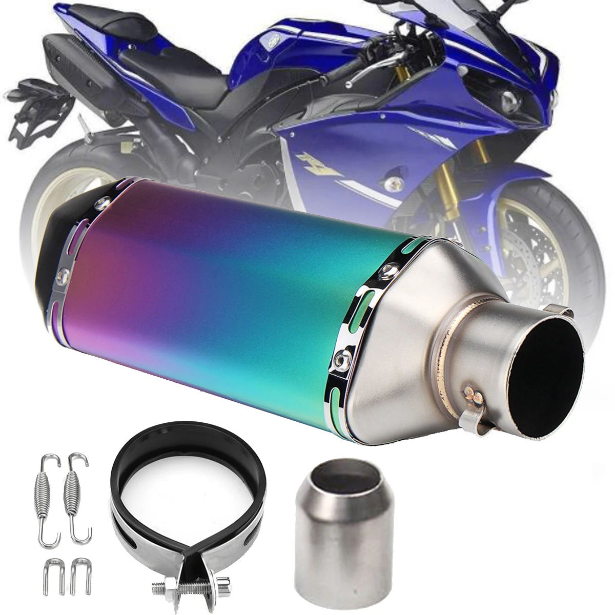 

Universal 38-51mm Stainless Steel ATV Motorcycle Exhaust Pipe Full Exhaust Pipe Muffler Motorcycle Carbon Fiber Tail Colorful