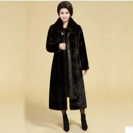 S/6XL женские пальто X-long с толстым искусственным мехом, большие размеры, повседневная женская элегантная верхняя одежда из искусственного меха, пальто из искусственного меха J2540