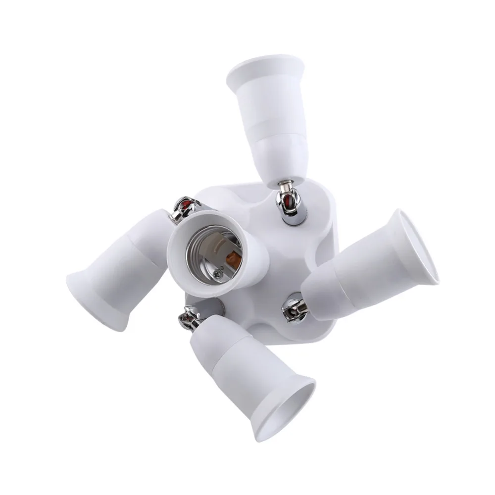 

5 in 1 E27 to E27 Base Light Lamp Bulb Adapters Holder Socket Splitter for Home Office Daylight Bulbs