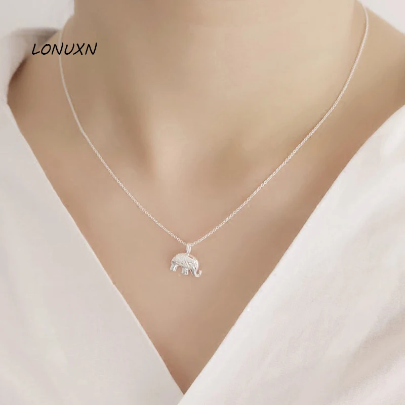 

2 colors Thailand elephant cartoon cute necklace girls animal pendant High quality women jewelry 925 terling silver lovers Gift