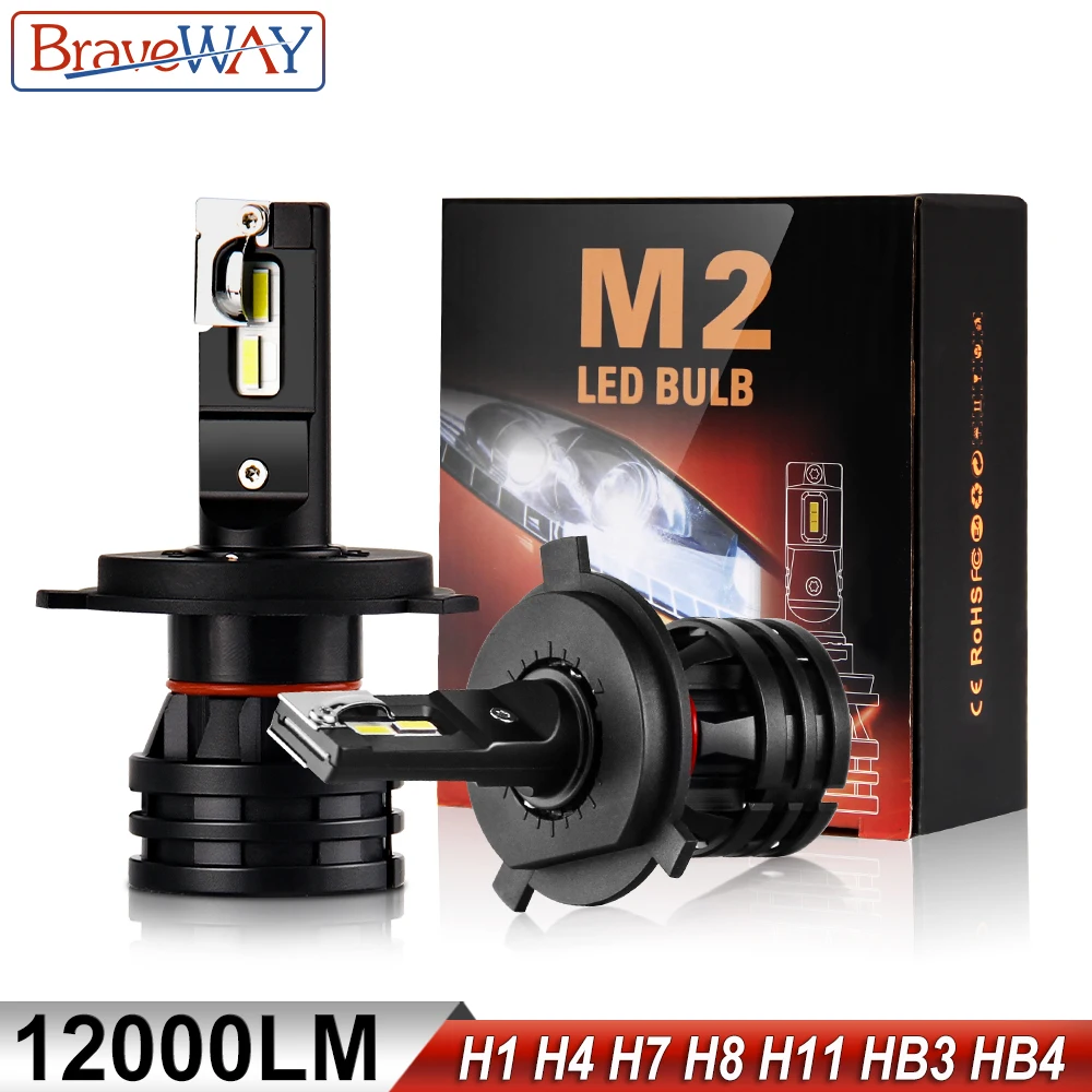 Skup BraveWay LED żarówki samochodowe H4 H7 H8 H9 H11 H1 HB3 HB4 9005 9006 LED reflektor dla lampa samochodowa Turbo żarówki projekcyjne, Auto 12V 24V CANBUS