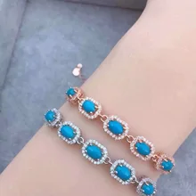 Натуральный бирюзовый камень браслет натуральный драгоценный браслет 925 Серебряные женские элегантные площади браслет партии Fine Jewelry подарок