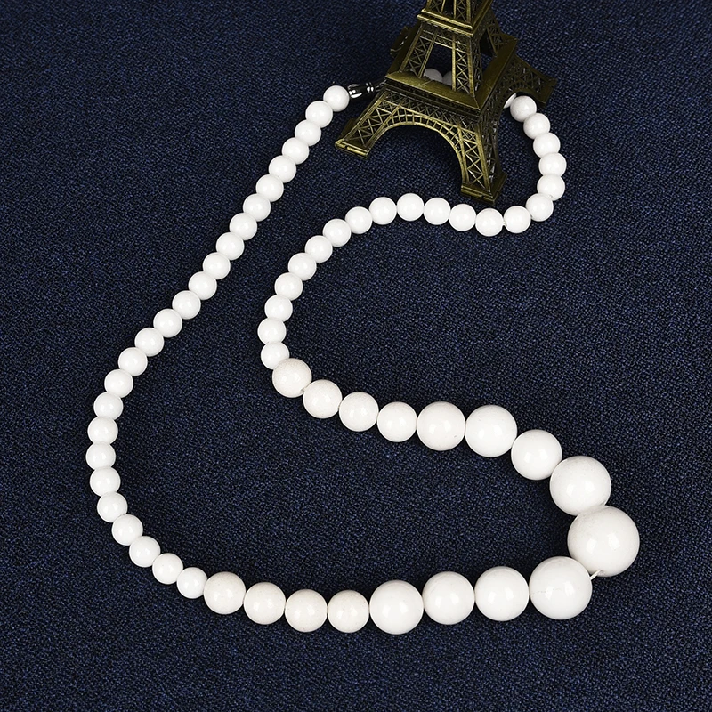 

Beads size large to small beads and clear Pure White 6 mm-14 mm White jasper Necklace .
