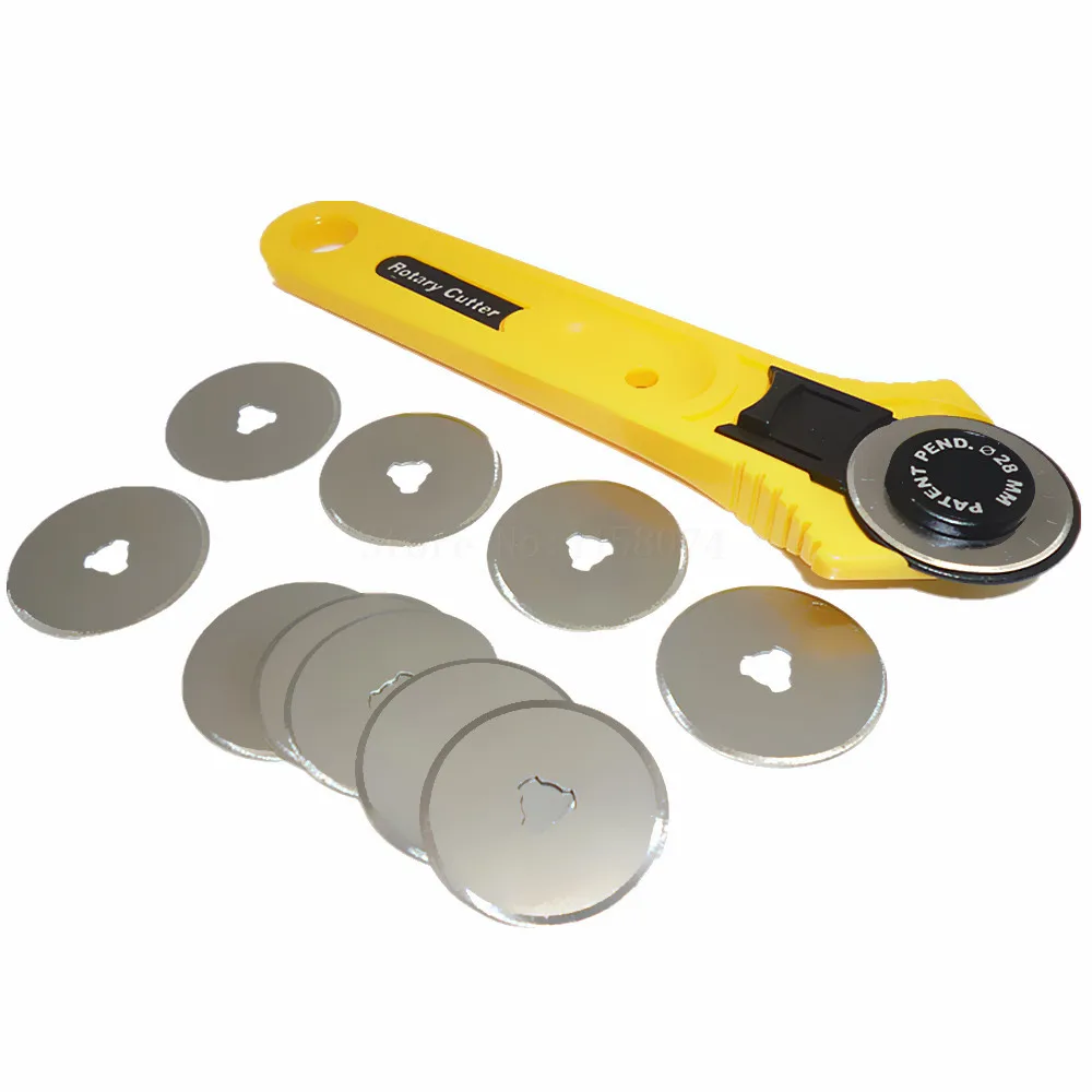 

10pc 28mm Rotary Cutter Replace Blades Sewing Craft Tool Knife Cutting Fabric Paper Vinyl Patchwork Leather + 28mm Rotary Cutter