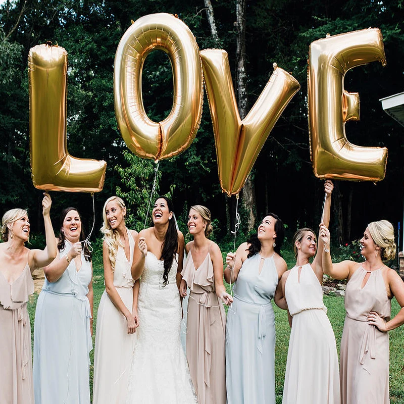 

4pcs LOVE Letter Foil Balloons Gold Silver Color Giant Jumbo Ballon Set Wedding Engagement Party Valentine's Day Decor Kid Toy