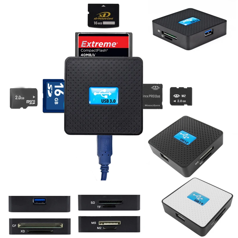 Высокая Скорость USB3.0 все в 1 SD/TF/CF/XD M2 MS флэш-памяти кард-ридер для ноутбука