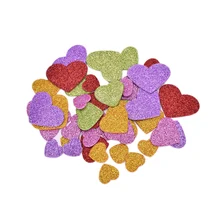 Lote de 45 pegatinas coloridas de confeti con forma de corazón para niños, pegatinas de espuma con purpurina de tamaño variado, decoración para fiesta, arte de colección de recortes
