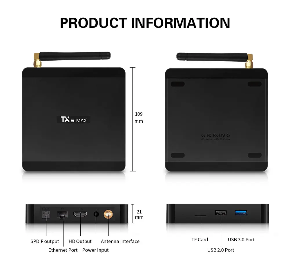 TX5 Max ТВ Box Android 8,1 Amlogic S905X2 LPDDR4 4G 32G Media Player 2,4G+ 5G двухъядерный процессор Wi-Fi BT 4,2 1000 M LAN, 4 K HD Декодер каналов кабельного телевидения