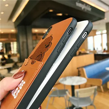 Luxury Leather Cartoon Bear Phone Case For All iPhone 5