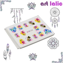 12 листов для ногтей наклейки, водяной знак "сделай сам" для Неил арта украшения для кончиков ногтей акварель Красота «Ловец снов» переводятся с помощью воды, Стикеры наклейки BN421-432