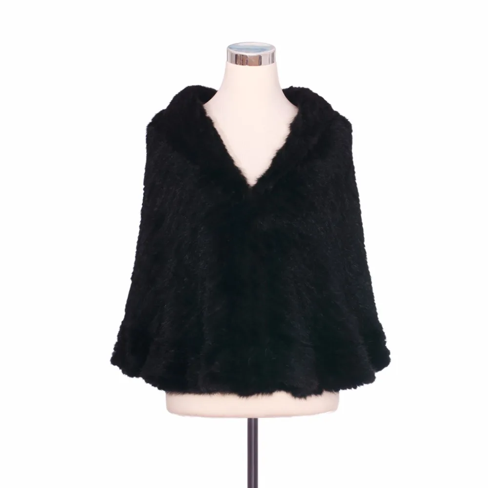 

ZY87016 Real Knitted Mink Fur Butterfly Trimming With Mink Fur V-Neck Collar Cardigan Shawl Women Pashmina