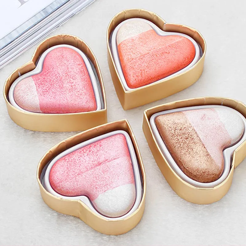 

Professional Heart-shape Glowing Makeup Rainbow Highlighter Powder Foundation 3D Face Bronzer Contour Highlighter Palette Beauty