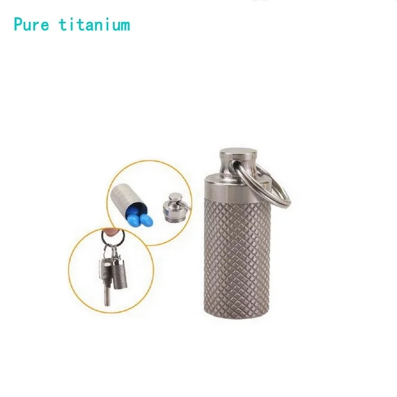 

Pure titanium sealed storage bottle hypoallergenic health care kits household outdoor portable titanium alloy waterproof tank