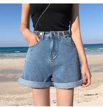 

High Waist Blue White Black Wide Leg Women Casual Summer Ladies Short Shorts Jeans For Women Womens Denim Shorts Streetwear