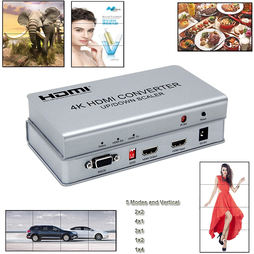4K HDMI-Compatible Converter Up/Down Scaler for Video Wall support input 480P to 4K/30Hz and Output 720p/60HZ 1080p/60HZ | Электроника