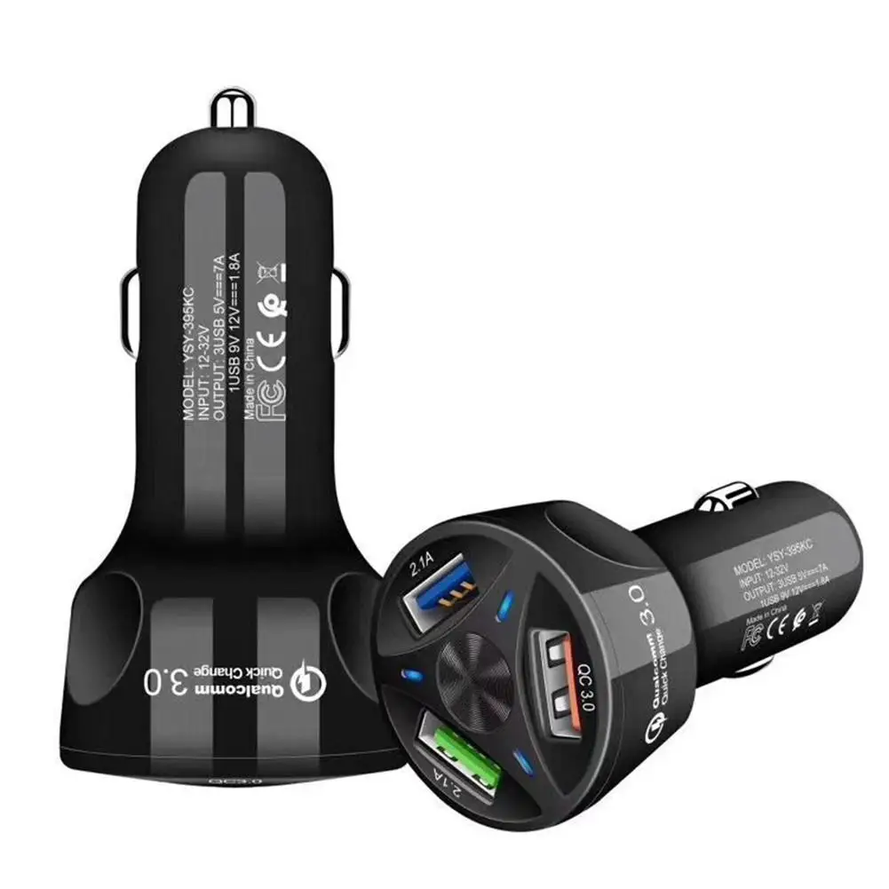 

New Cylindrical QC3.0 Car Multi-function Mobile Phone Quick Charger 3USB Car Charger Smart Fast Charging For Auto Cellphones