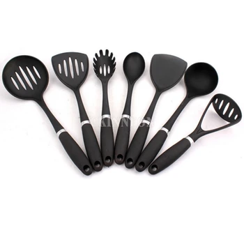 

50Set New 7 Piece Black Nylon Kitchen Tool Set Cooking Tools Utensils Spoon Utensils Random Color