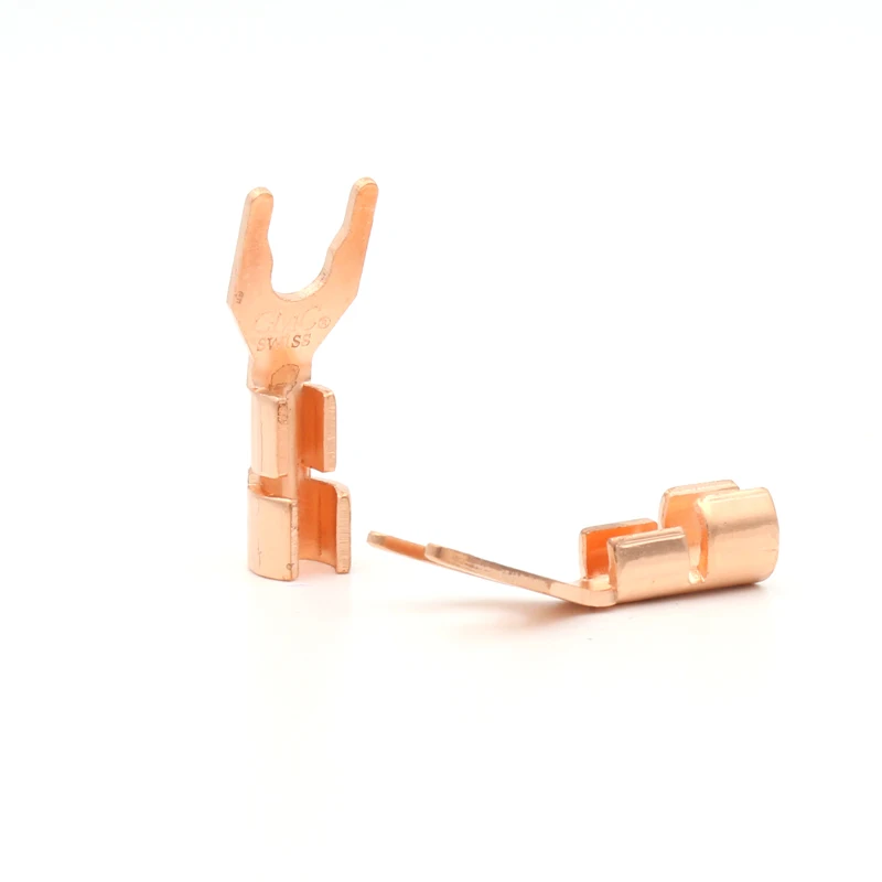 

8pcs CMC Solid Copper Spade Plug Speaker Cable Wire Connector HiFi