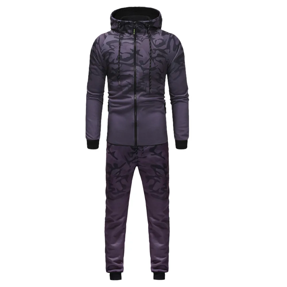 

LNCDIS New Running Sets Men's Autumn Winter Camouflage Sweatshirt Top Pants Sets Sports Suit Tracksuit men clothes 2019 A5