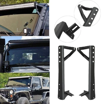 

Undoeve 1pair Upper Windshield Steel Metal Mounting Brackets for Jeep Wrangler JK Sport Sahara Rubicon LED Light Bars 2007-2018