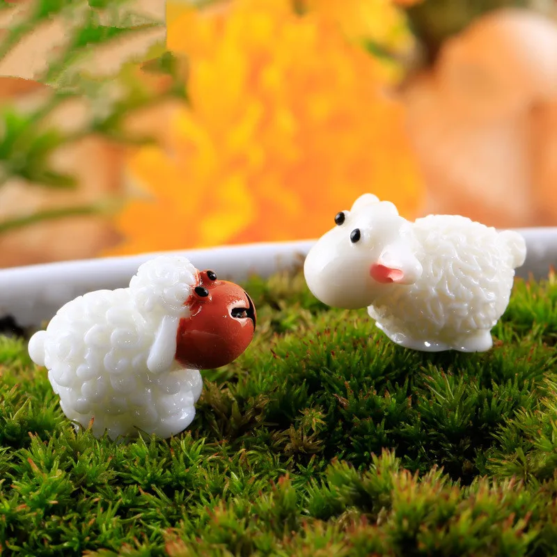 

10pcs Sheep Mini Garden Cute Miniature Figurines Plant Pot Resin Animal Fairy Garden Ornaments Terrarium Decor DIY Supplies