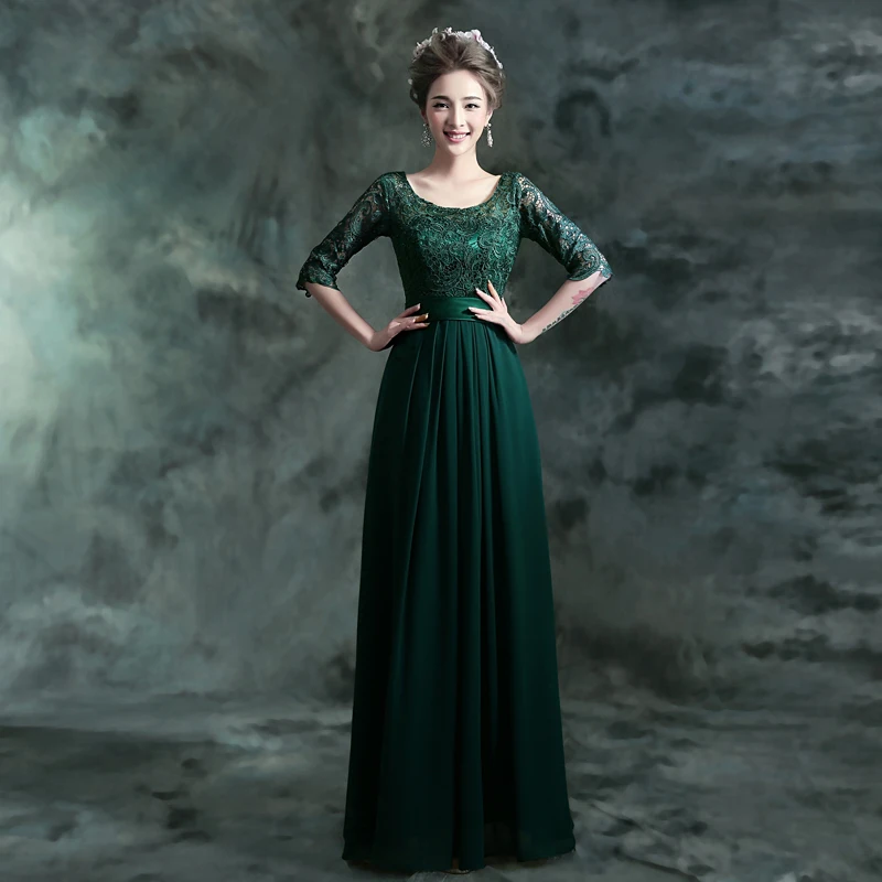 dark green long dress